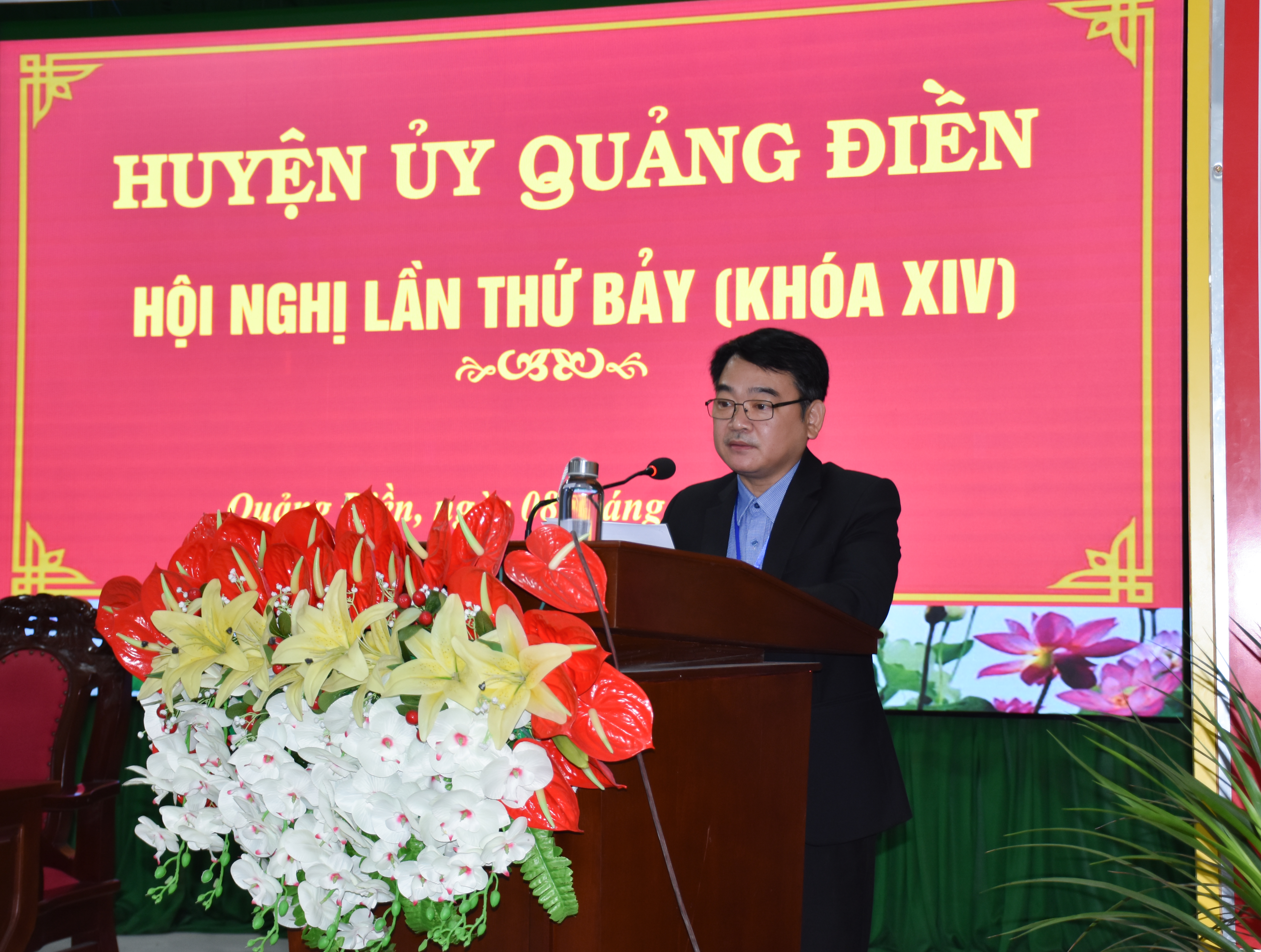 Đồng chí Trần Quốc Thắng - TUV, Bí thư Huyện ủy phát biểu khai mạc hội nghị